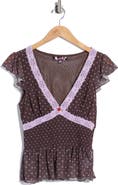 LUV BETSEY Flutter Sleeve Babydoll Top