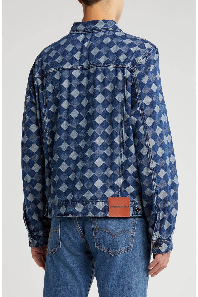 Diamond Jacquard Denim Trucker Jacket, Alternate, color, NAVY