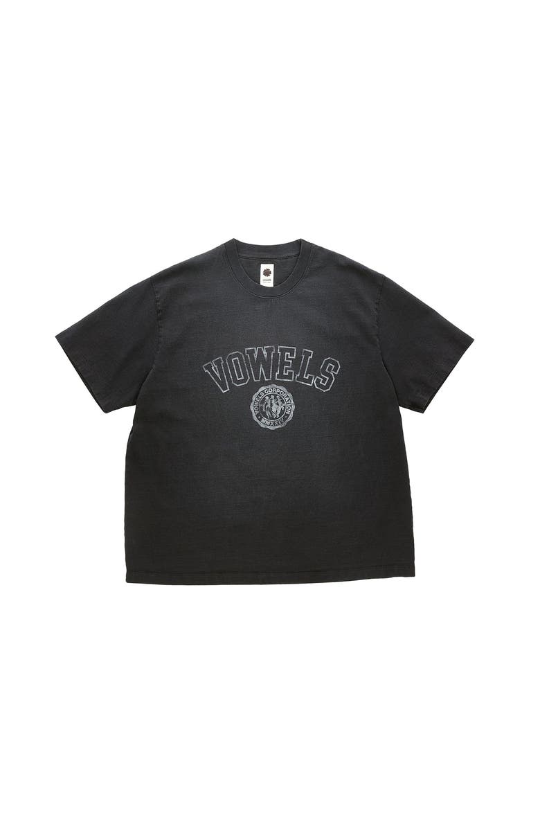 vowels Faded Collegiate Tee, Main, color, Black