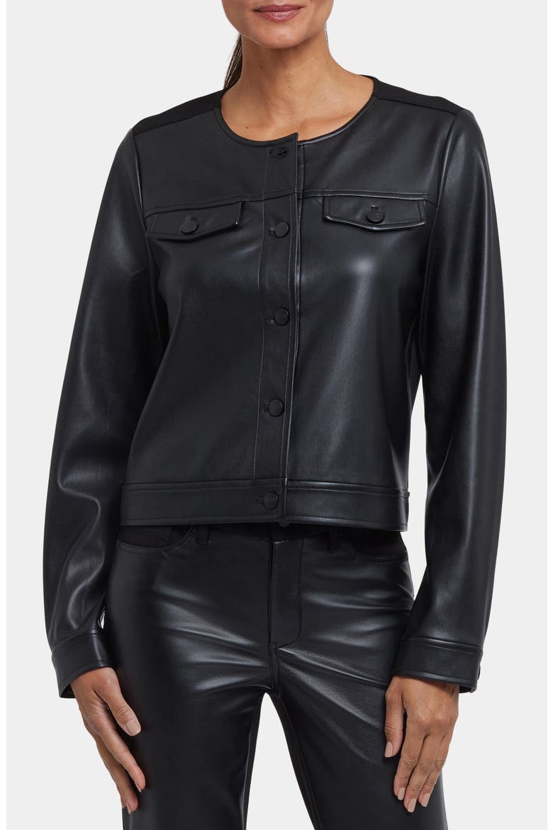 Vanessa Faux Leather Jacket, Main, color, BLACK