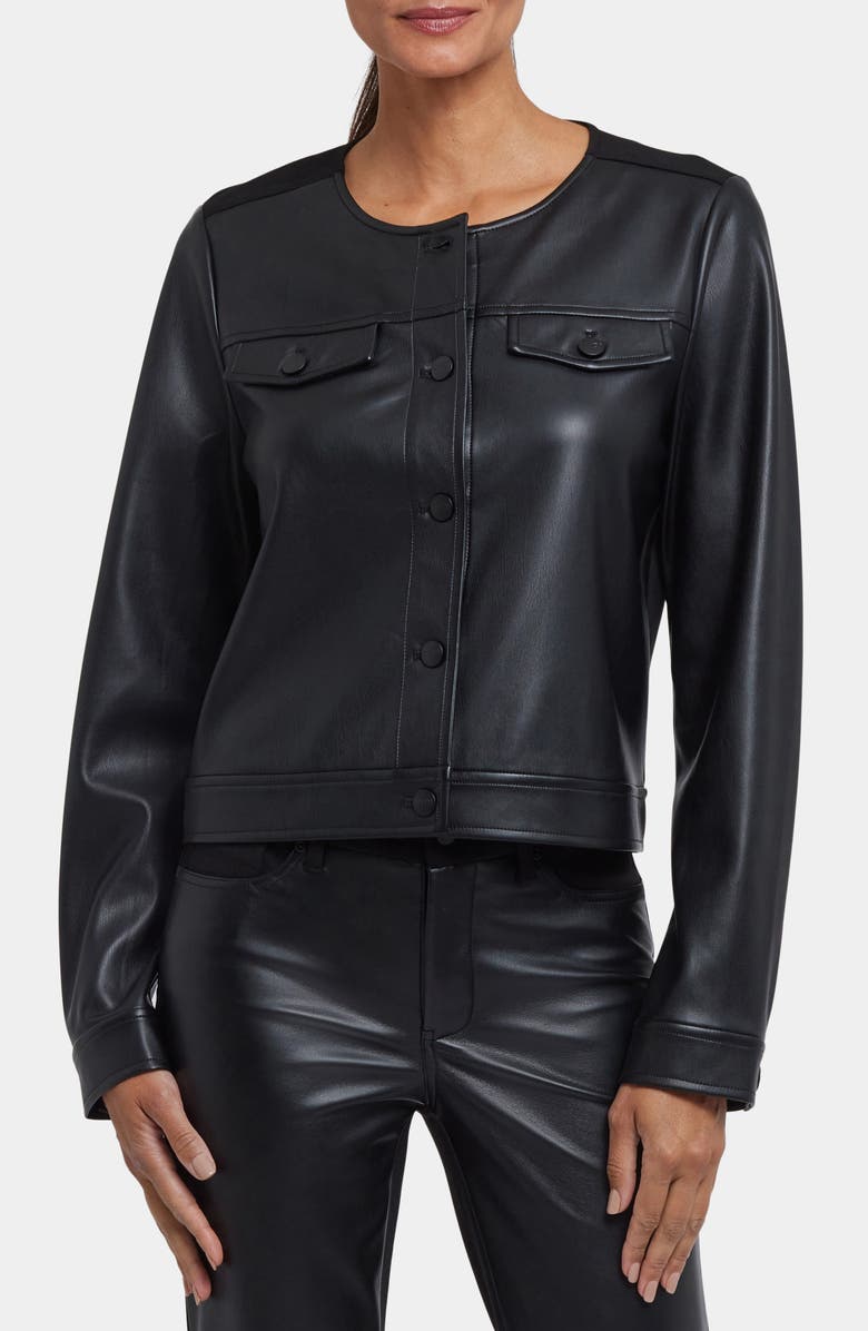 NYDJ Vanessa Faux Leather Jacket, Main, color, Black