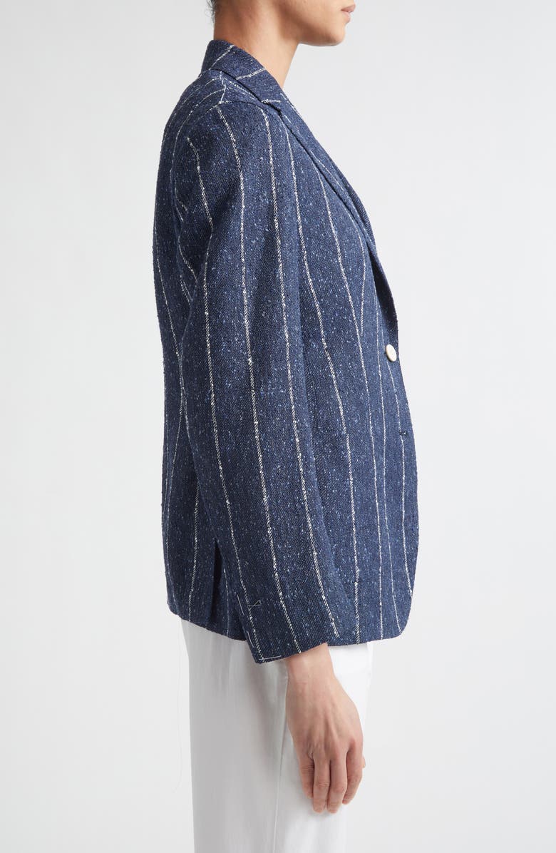 Eleventy Stripe Slubby Linen Blend Jacket, Alternate, color, 11 Blue