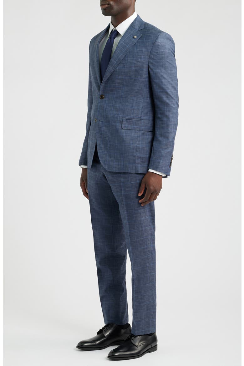 250th Capsule Mason Regular Fit Blue Mélange Windowpane Check Wool & Silk Suit, Alternate, color, MID BLUE