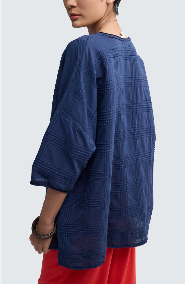 LUUKAA Aurea Mixed-texture Tunic, Alternate, color, Navy