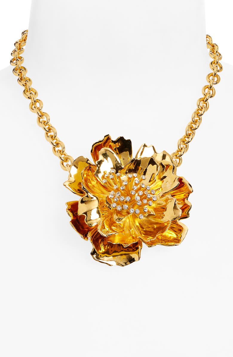Oscar de la Renta Peony Necklace, Alternate, color,