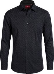 Report Collection Regular Fit Motif Print 4-Way-Stretch Button-Up Shirt