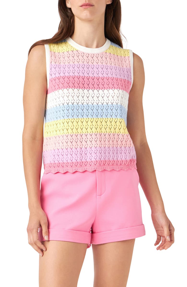 English Factory Stripe Sleeveless Knit Top, Main, color, 