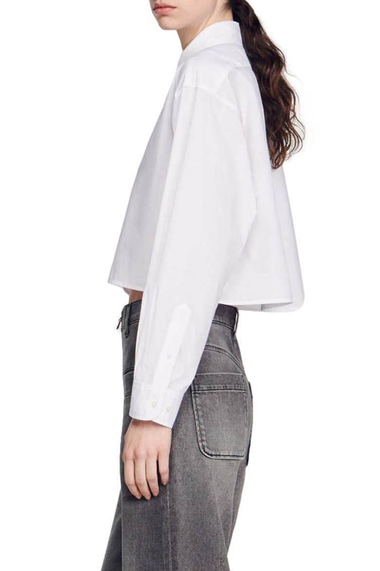 Cropped poplin shirt, Alternate, color, WHITE
