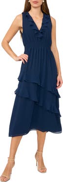 Parker V-Neck Tiered Midi Dress
