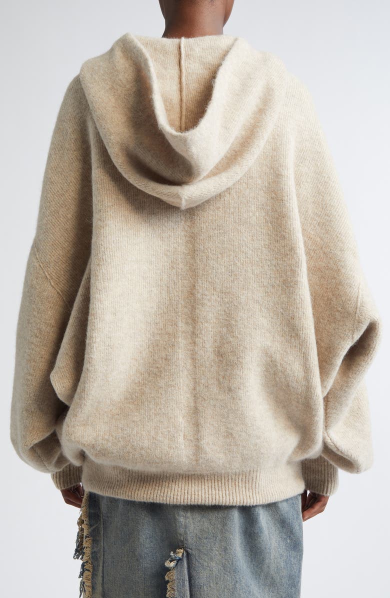 Rick Owens Hun Alpaca & Wool Blend Sweater Hoodie, Alternate, color, Dust
