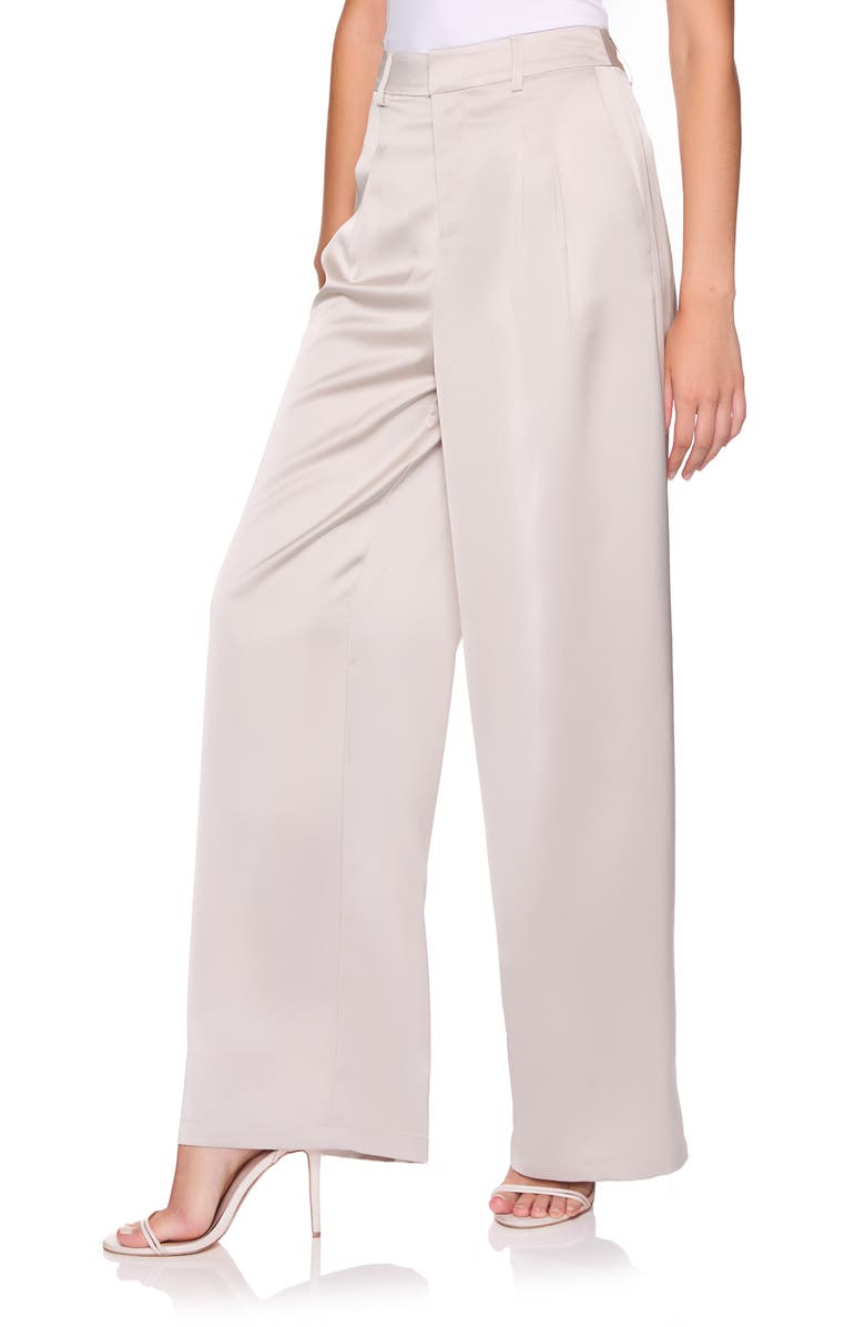 Susana Monaco Pleated Satin Pants, Alternate, color, Sandstone