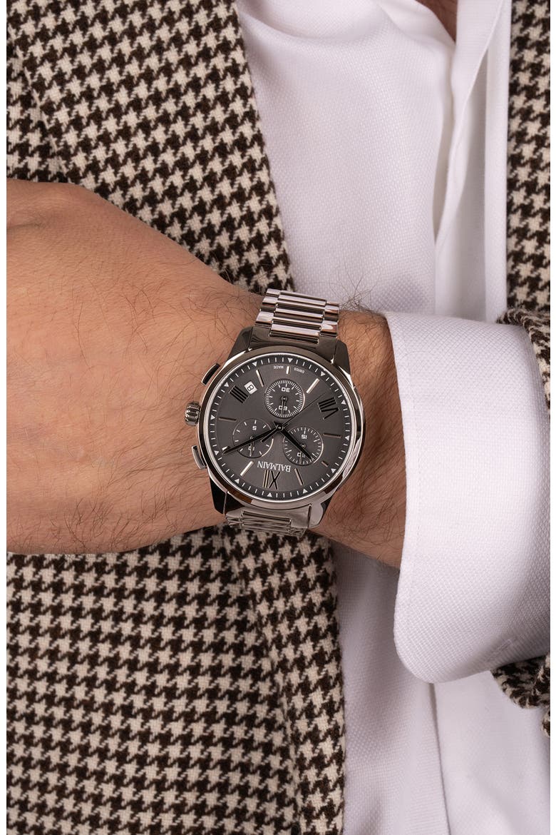 Athracite Bracelet Chronograph Watch, 42mm, Alternate, color, STAINLESS STEEL