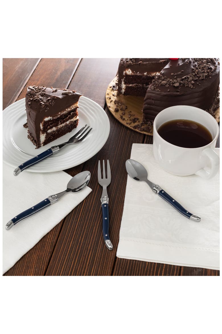 Laguiole 8-Piece Dessert Forks & Spoons Set, Alternate, color, NAVY