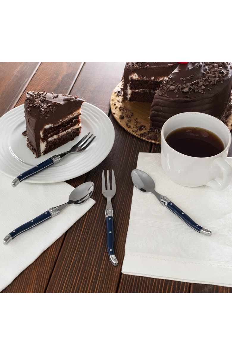 FRENCH HOME Laguiole 8-Piece Dessert Forks & Spoons Set, Alternate, color, Navy