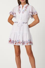 Shoshanna Border Embroidery Cowden Dress