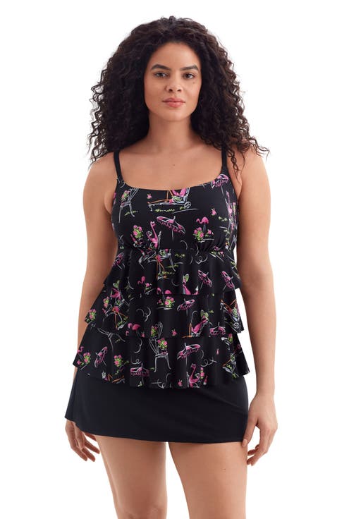 Faux Ruffle Skirtini Long Torso Swimsuit