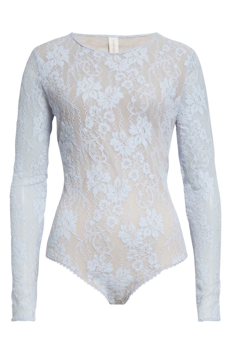 Zimmermann Lace Bodysuit, Alternate, color, Light Blue
