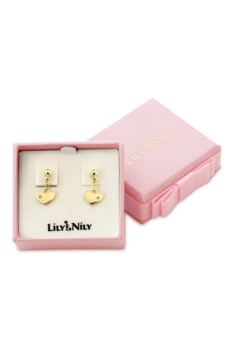 Kids' Heart Drop Earrings, Alternate, color, GOLD