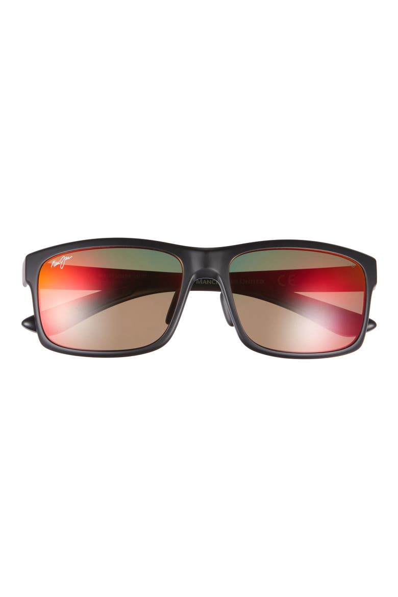 58mm Polarized Square Sunglasses, Main, color, BLACK BLACK LAVA