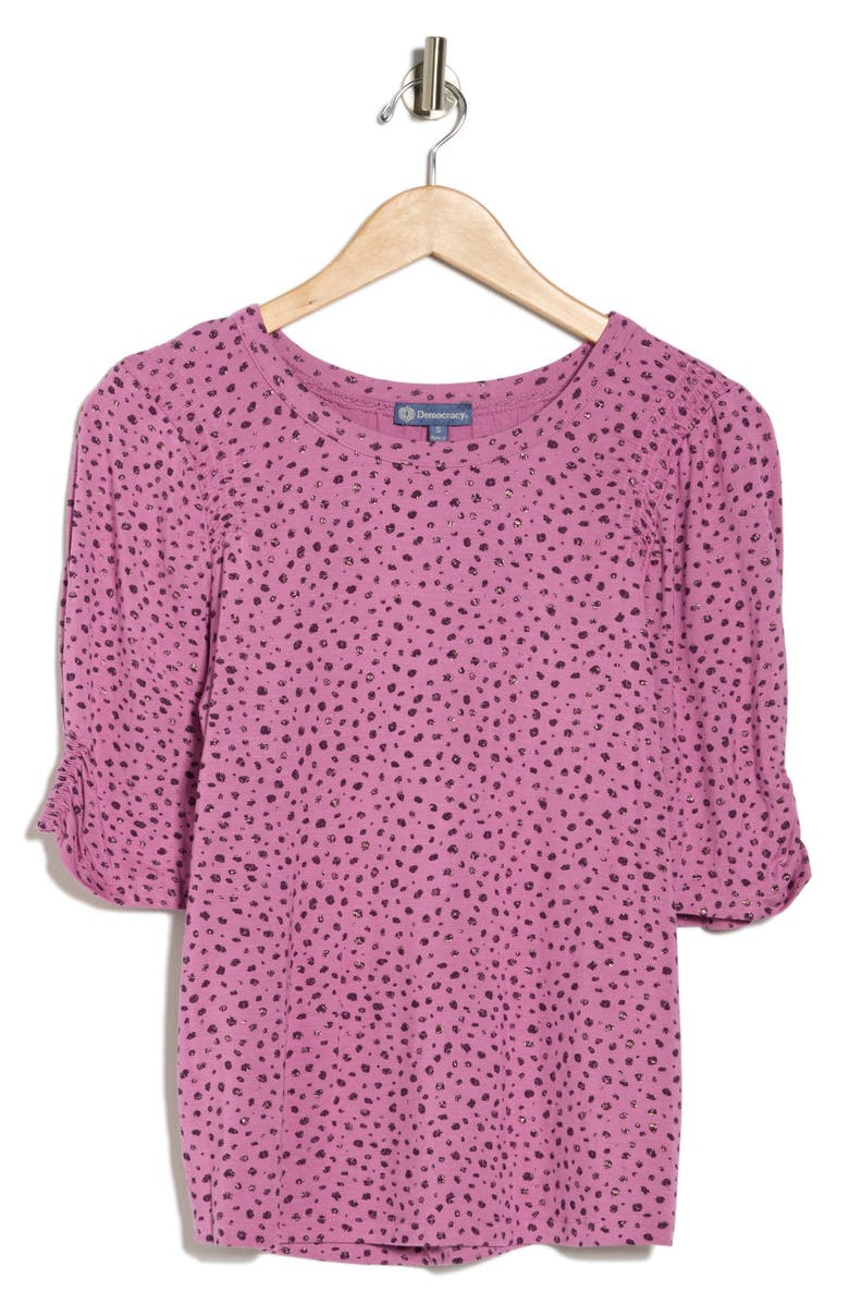 Democracy Ruched Elbow Length Sleeve Top, Alternate, color, Grape Mauve