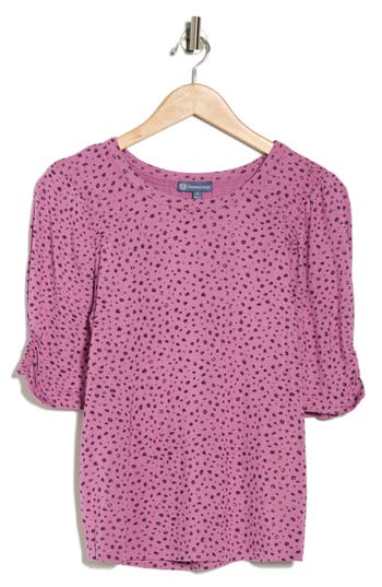 Democracy Ruched Elbow Length Sleeve Top