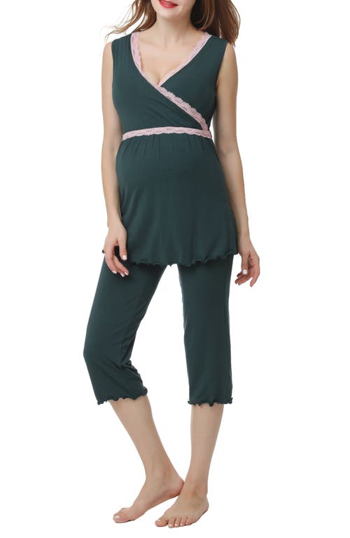 Kimi and Kai Penny Nursing/Maternity Pajamas in Forest Green 