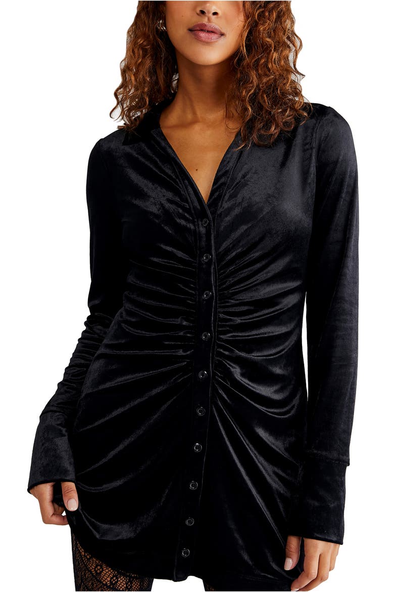 Shayla Velvet Minidress, Alternate, color, BLACK