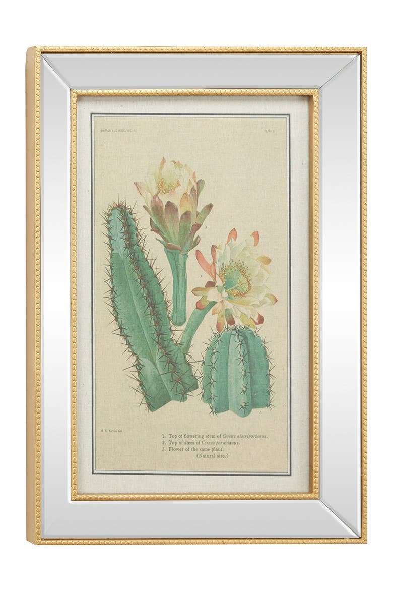 Rectangular Metal Beaded & Mirror Framed Botanical Wall Art, Main, color, MULTI