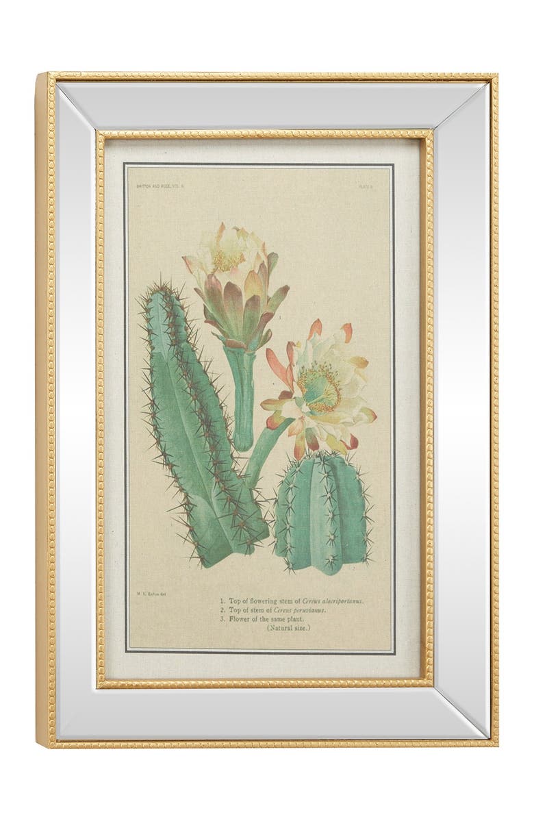 WILLOW ROW Rectangular Metal Beaded & Mirror Framed Botanical Wall Art, Main, color, 