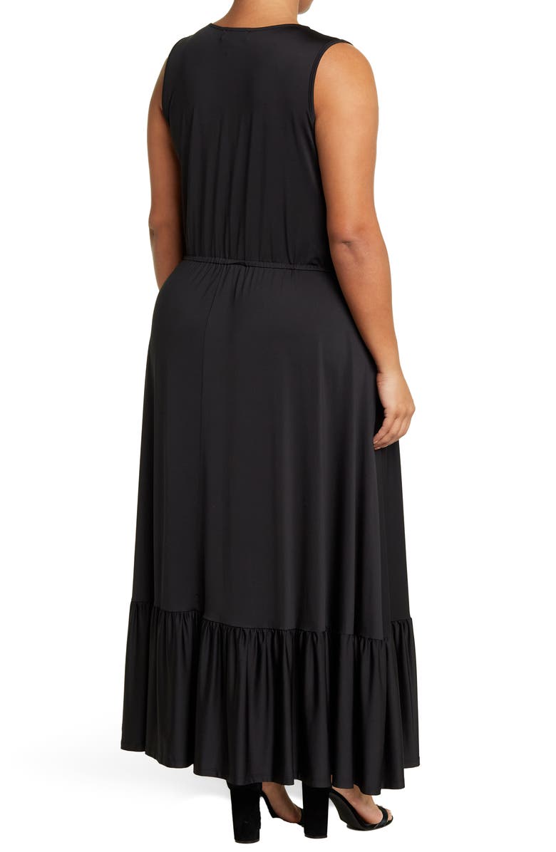 BY DESIGN Alba Deep V Maxi Dress, Alternate, color, Black