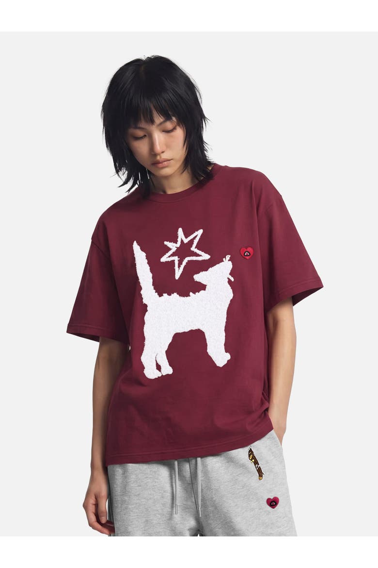 Fuzzy Cat Star Tee, Main, color, Red