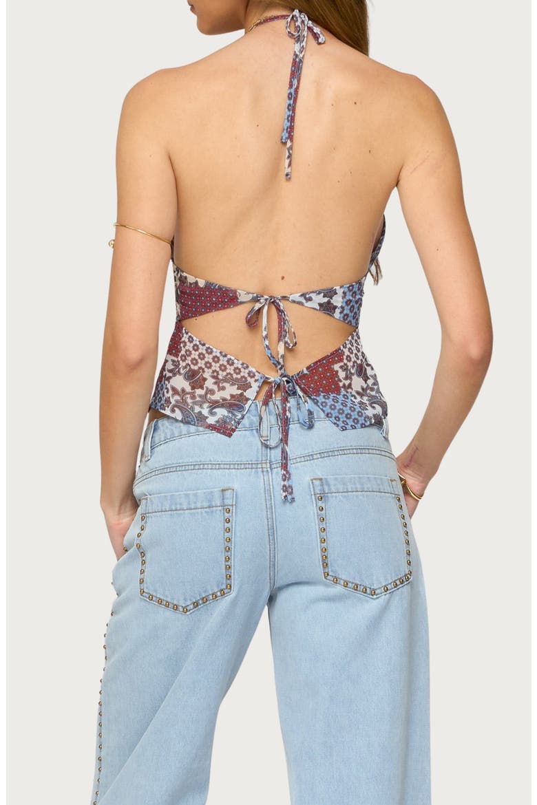 Mixed Patchwork Backless Halter Tank, Alternate, color, MIX