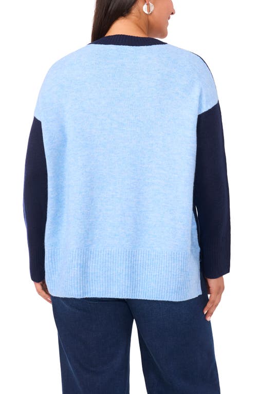 Vince Camuto Colorblock V-neck Sweater In Blue