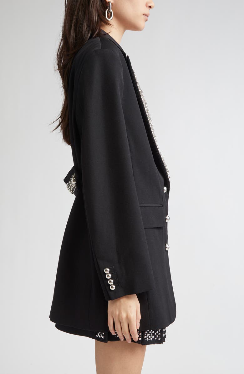 Rabanne Embellished Lapels Oversize Wool Grain de Poudre Blazer, Alternate, color, 