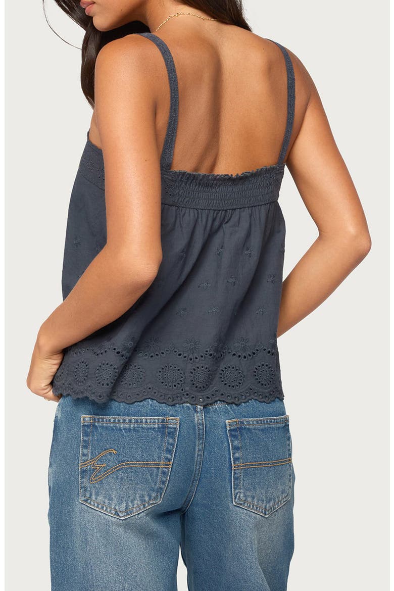 Esma Scalloped Eyelet Top, Alternate, color, NAVY