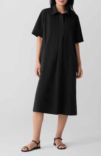 Eileen Fisher Classic Organic Cotton Poplin Midi Shirtdress