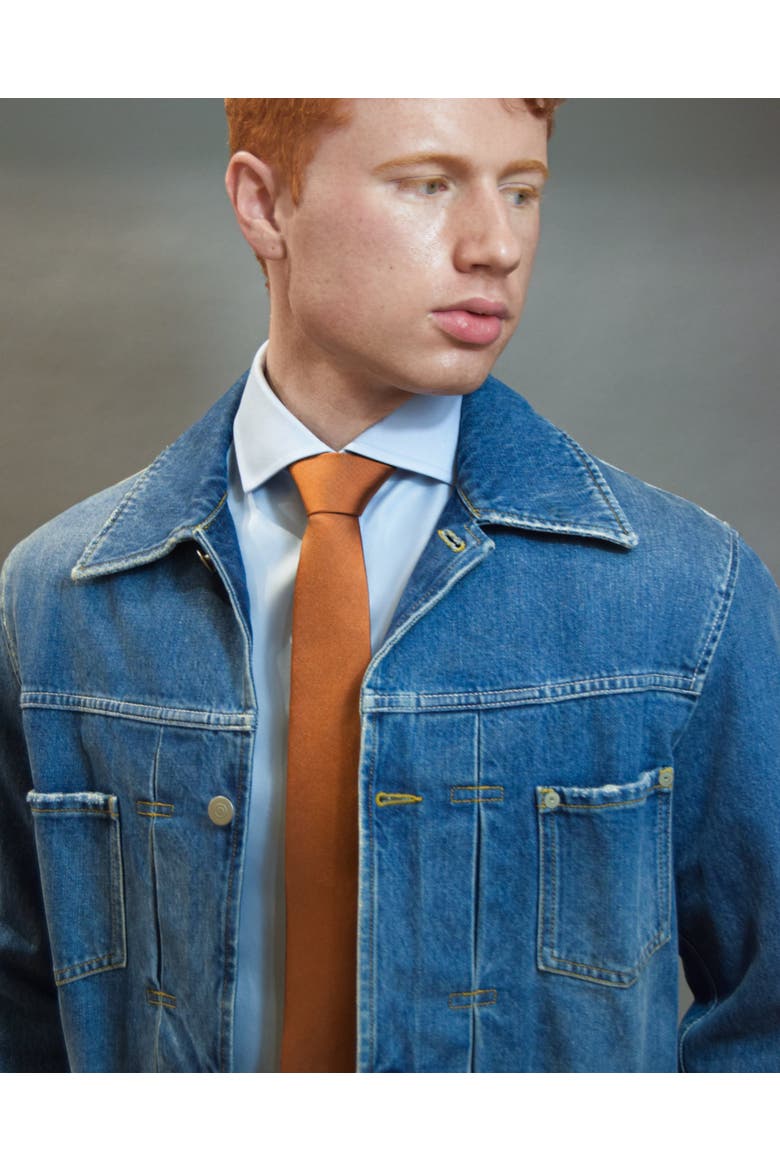 Twill Silk Tie, Alternate, color, Cinnamon Brown