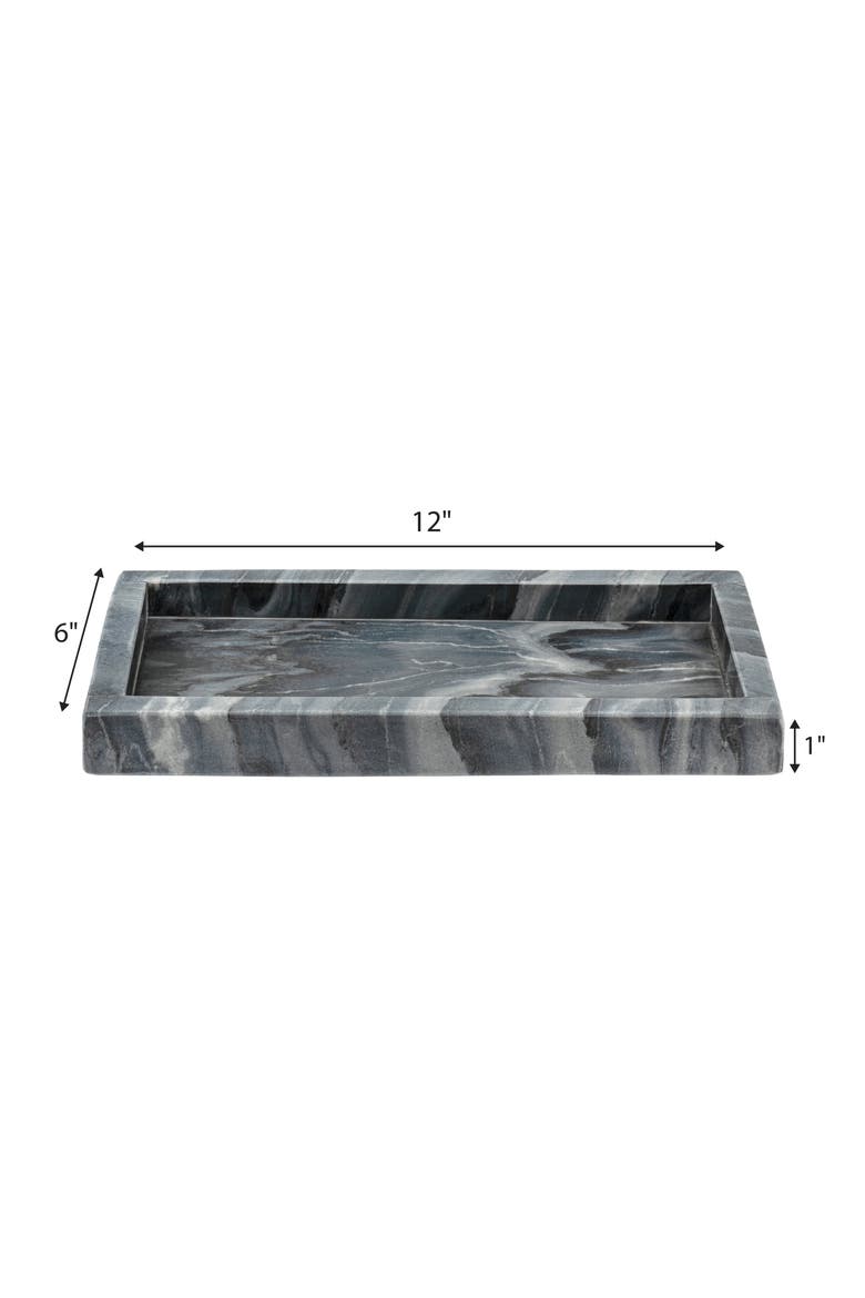 Luxe Stone Classic Minimalist Rectangular Marble Bathroom Countertop Tray, Alternate, color, Black Marble