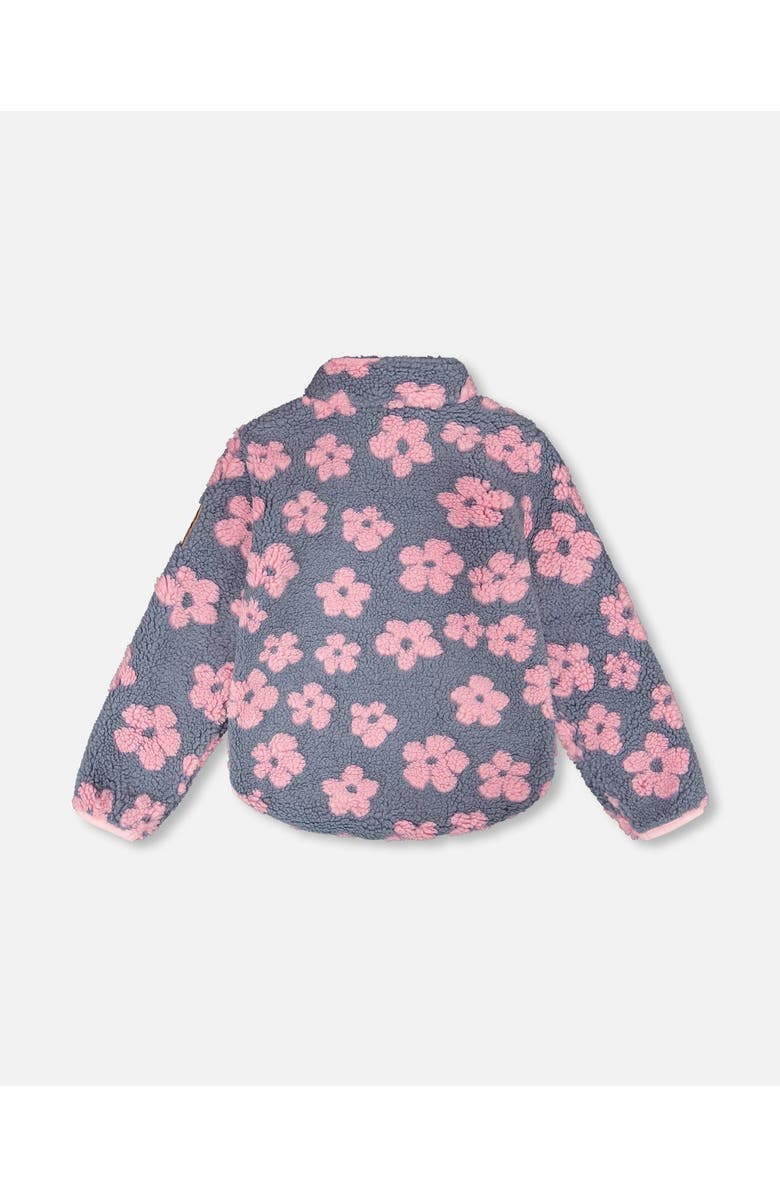 Deux par Deux Fleece Long Sleeve Flowers Jacket, Alternate, color, Pink Flowers
