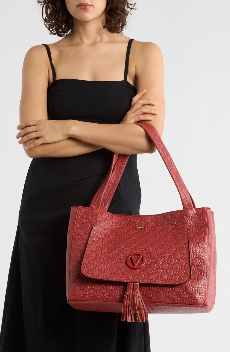 VALENTINO BY MARIO VALENTINO Ollie Dollaro Monogram Leather Tote Bag, Alternate, color, Rust