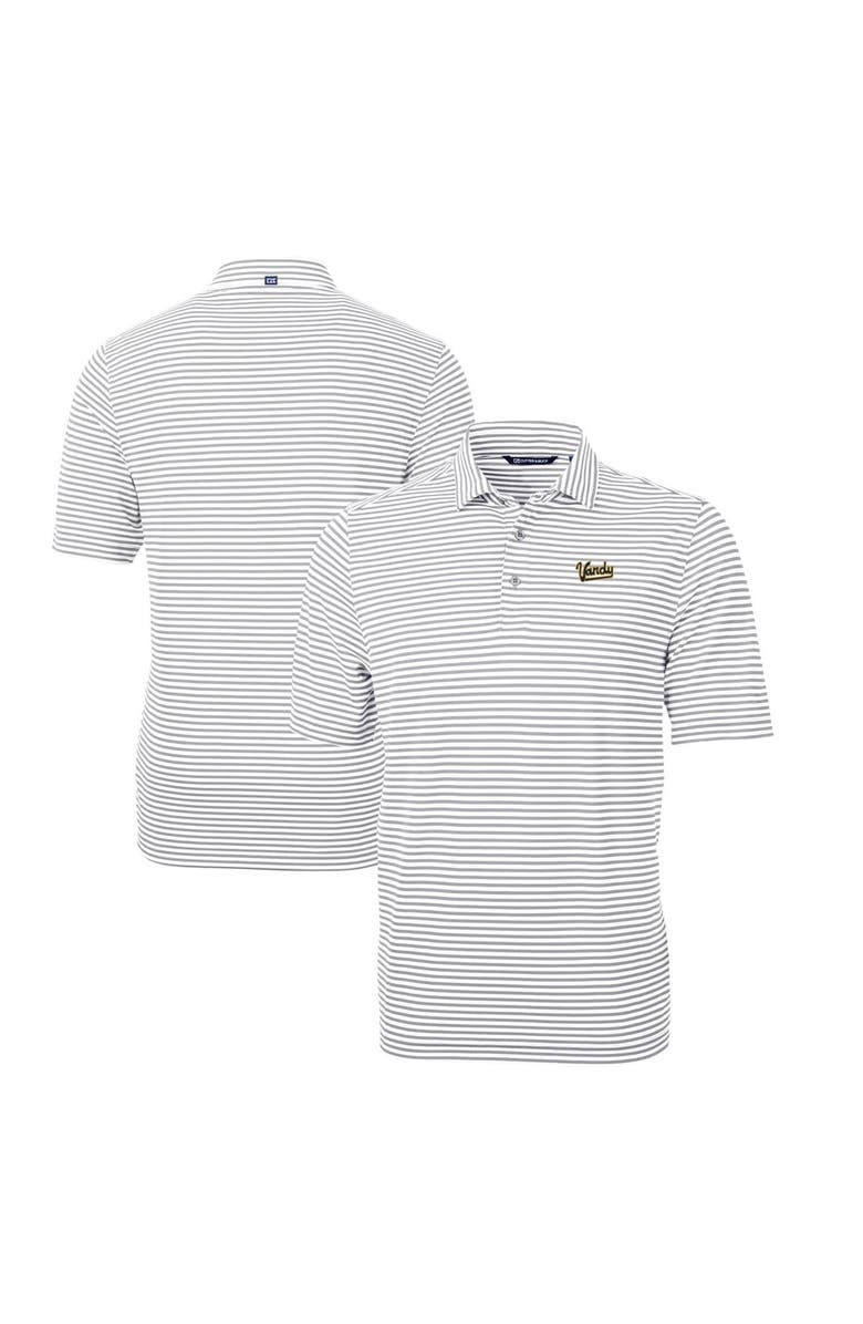 Cutter & Buck Men's Cutter & Buck Gray Vanderbilt Commodores Big & Tall Virtue Eco Pique Stripe Recycled DryTec Polo, Main, color, 