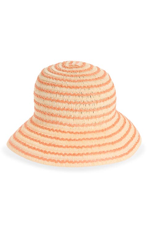 Stripe Straw Bucket Hat