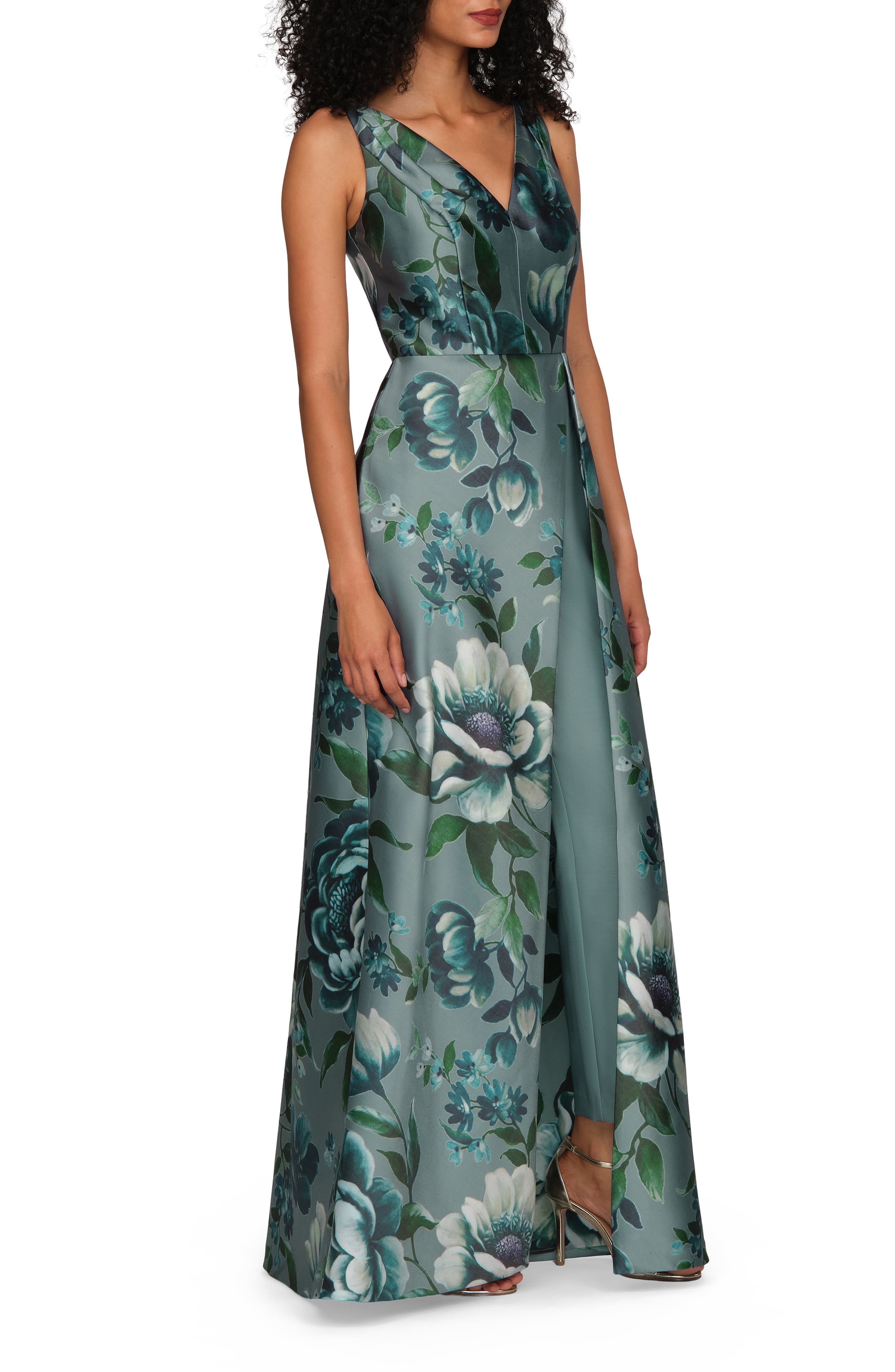 Kay Unger Isabelle Floral Print Mikado Jumpsuit (Women) | Nordstrom