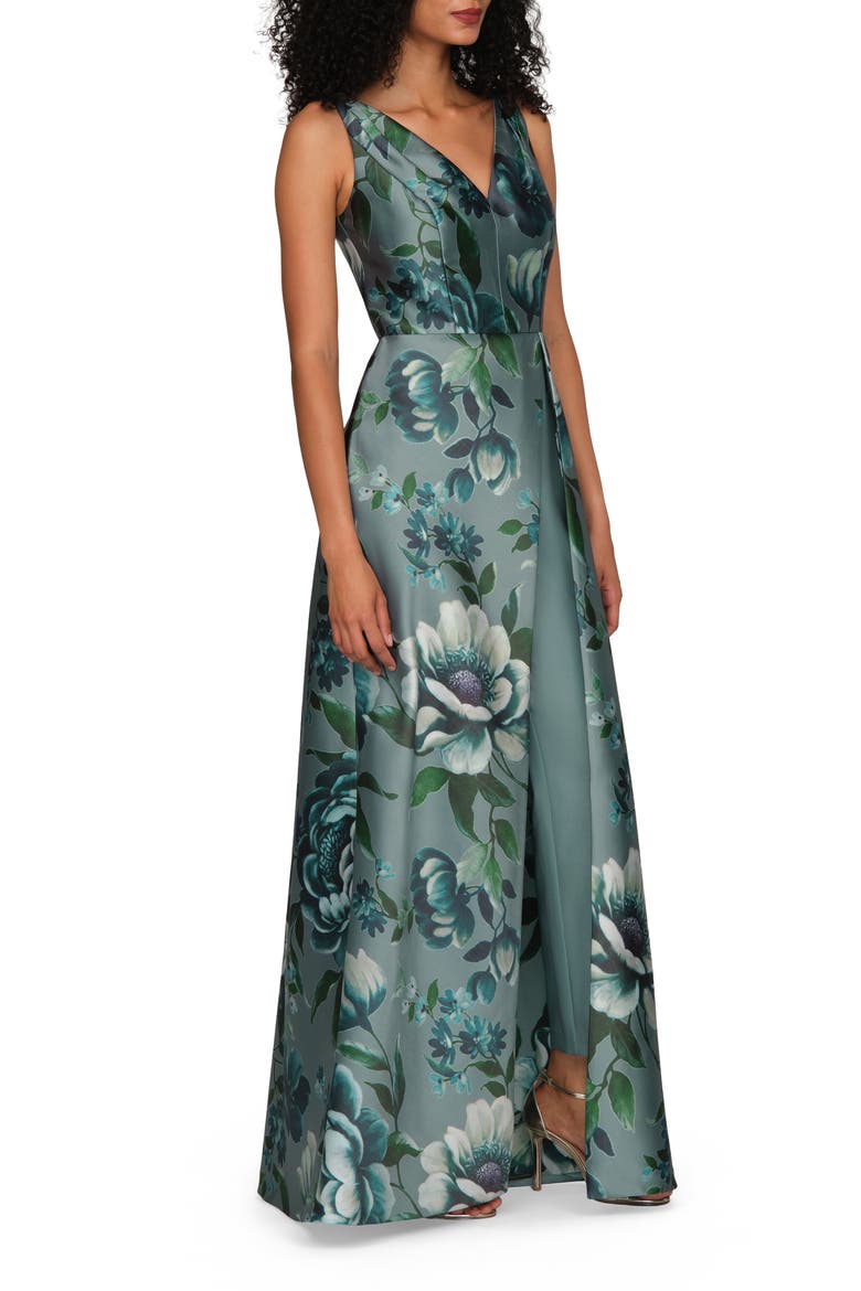 Isabelle Floral Print Mikado Jumpsuit, Alternate, color, ICEBERG
