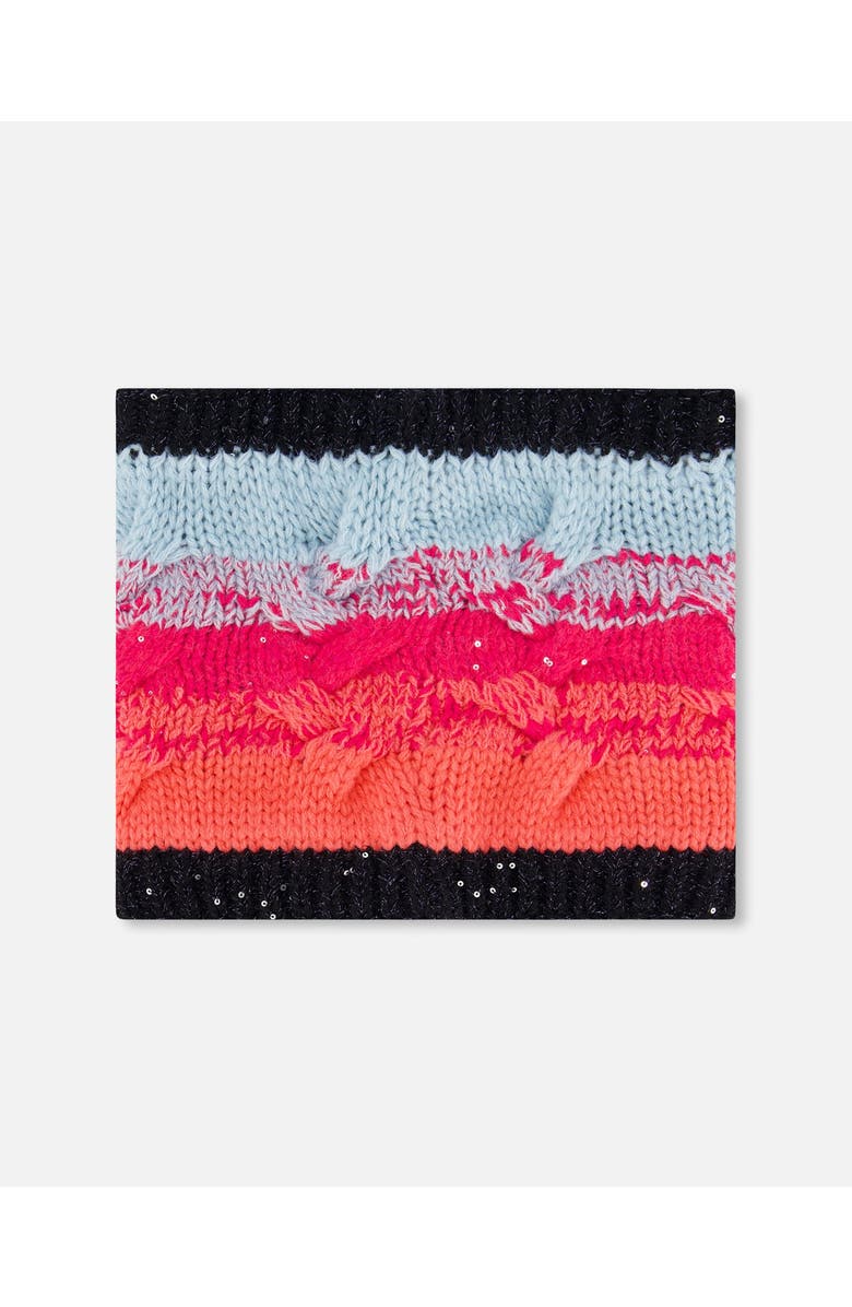 Deux par Deux Girl's Knit Neckwarmer Gradient Blue, Coral And Fuschia, Alternate, color, 