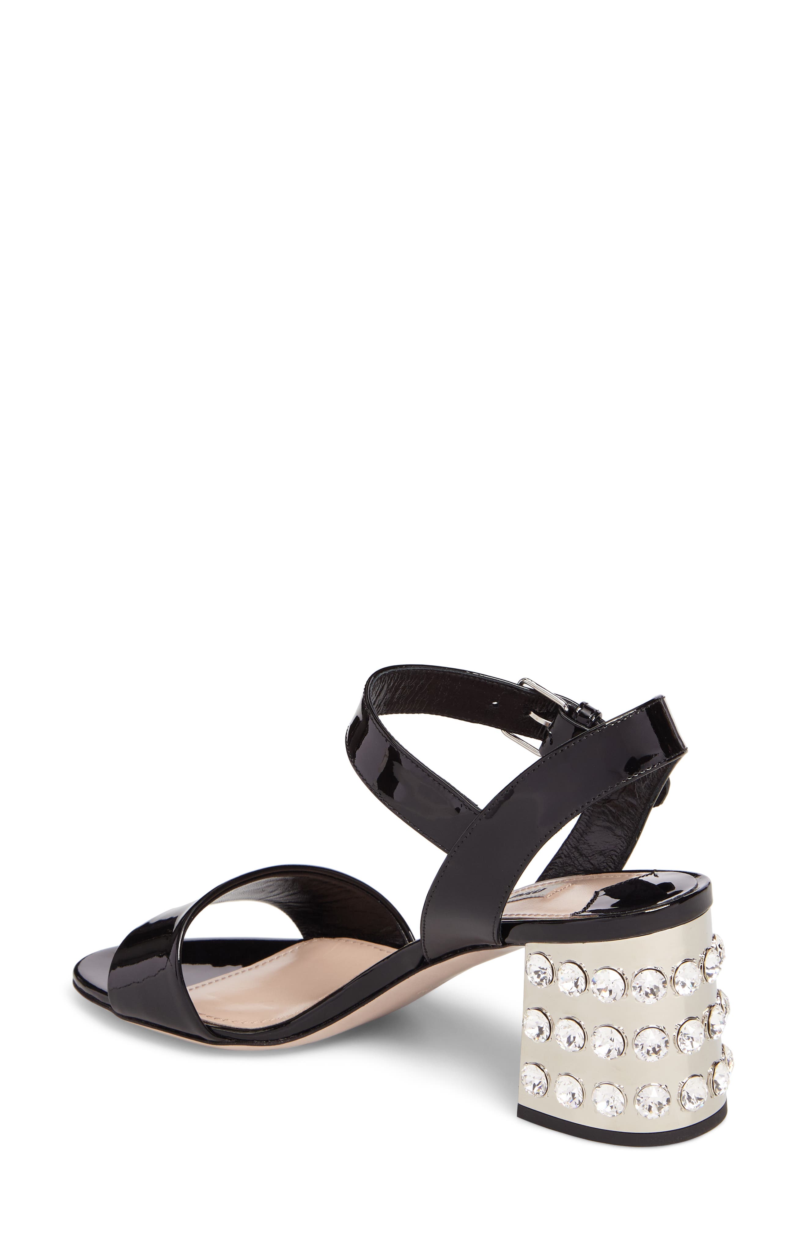 Miu Miu Crystal Embellished Block Heel Sandal, Alternate, color, 