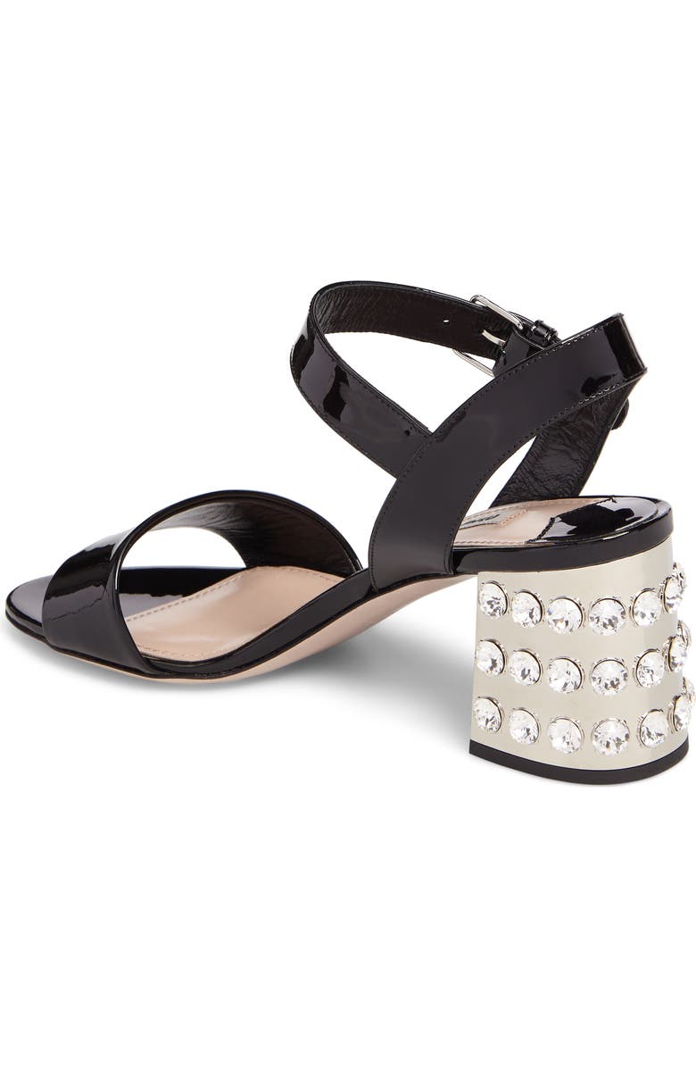 Miu Miu Crystal Embellished Block Heel Sandal, Alternate, color,