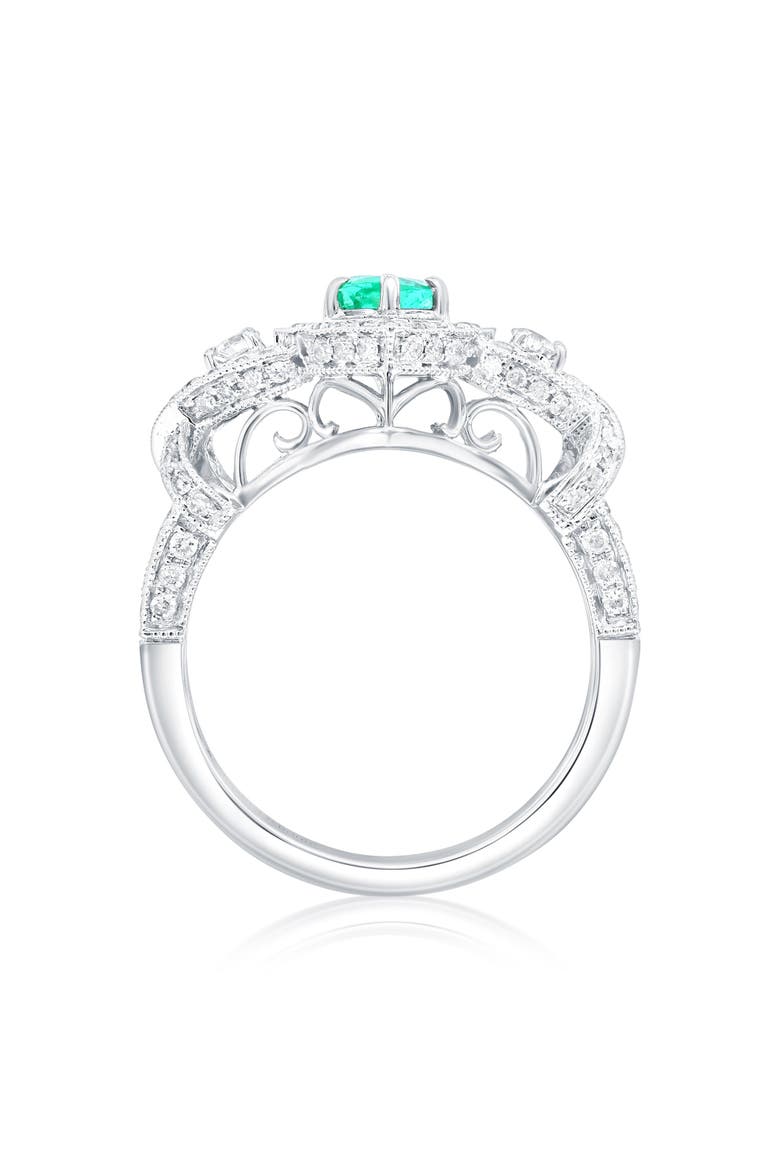 14K White Gold 0.60ct Colombian Emerald & 0.67cttw Diamond Ring, Alternate, color, Green
