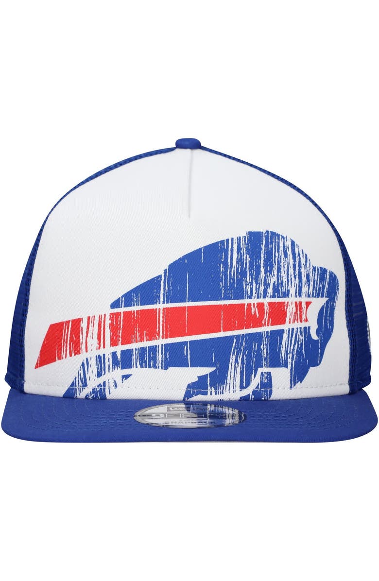 New Era Men's New Era White/Royal Buffalo Bills Distressed 9FIFTY A-Frame Snapback Hat, Alternate, color, White