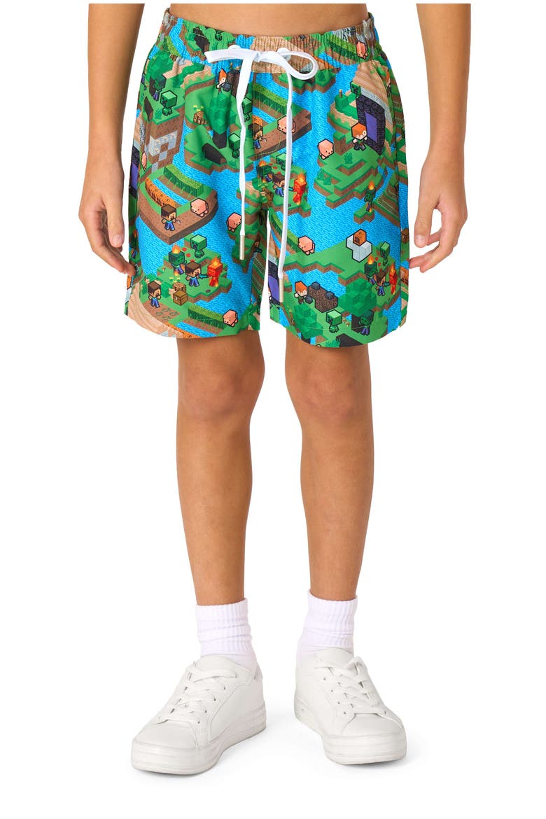 Kids' Minecraft - Overworld Shirt & Shorts Set, Alternate, color, Green